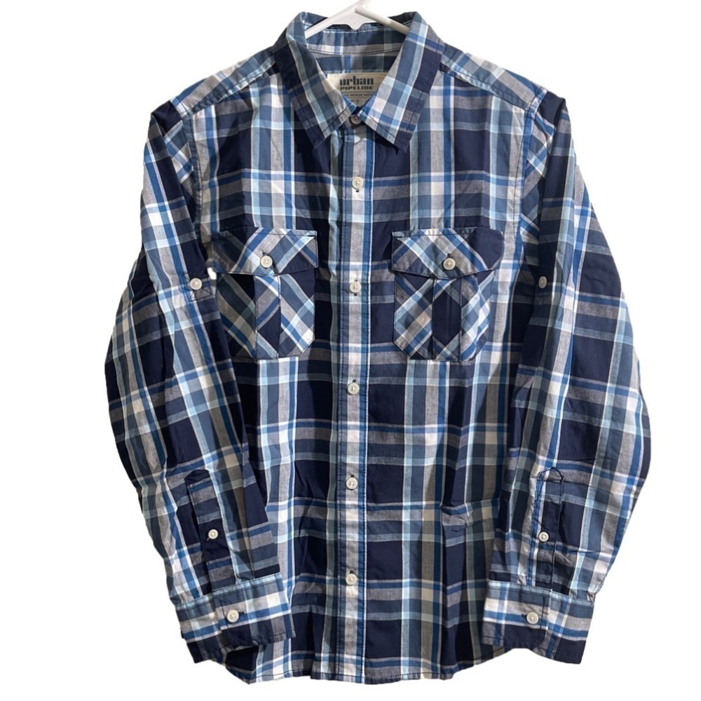 Urban Pipeline Boys Large Button-down Plaid Shirt